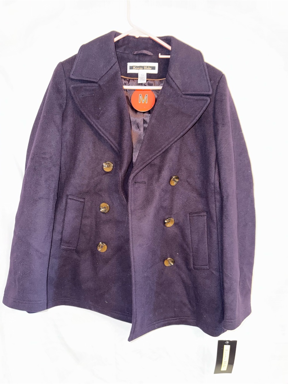 Kristen Blake Plum Double-Breasted Pea Coat